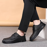 Men's Soft Sheepskin Round Toe Breathable Lace Casual Shoes